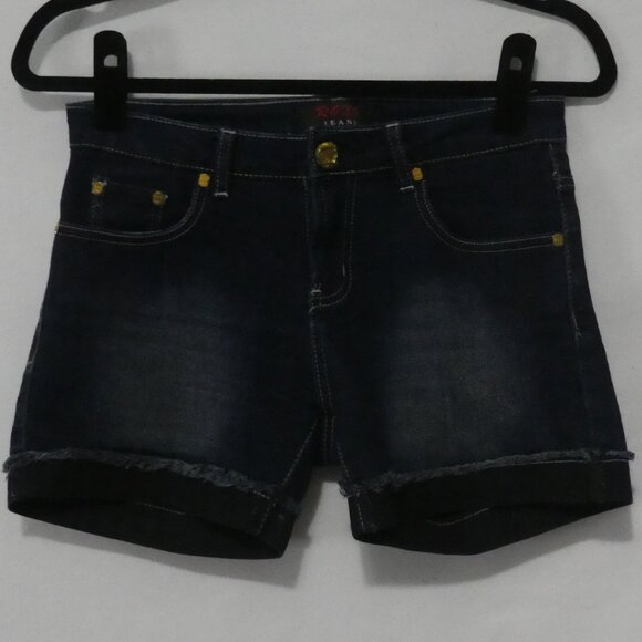 ROXY JEANS | size 26 | Denim Shorts | Rolled Bottom Hem | Stitched Back Pockets - Picture 1 of 14